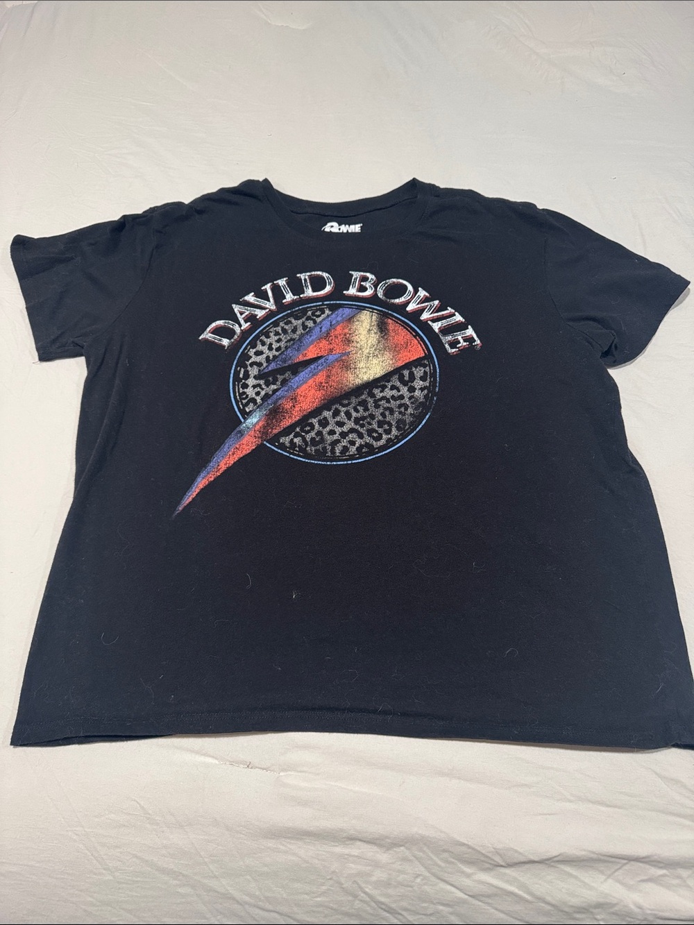 David Bowie Black Graphic Tee - Icon Lightning Bolt Print